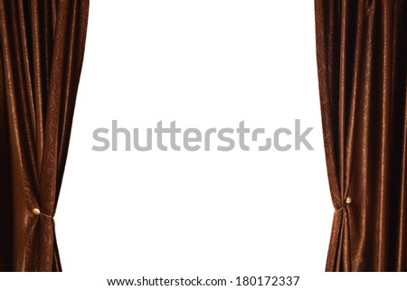 Brown curtain with white space for text