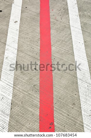 Road with white and red  lines