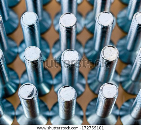 Closeup of metal nuts and bolts