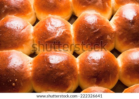 freshly baked rolls only taken out of the oven
