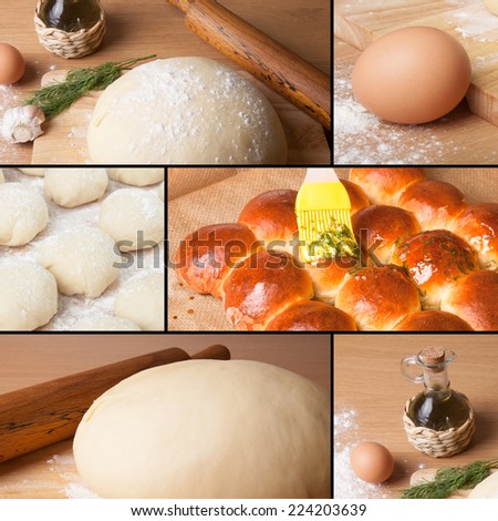 collage of pictures with baking homemade bread