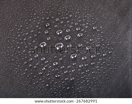 Drops of water on a color background. Black. Shallow depth of field. Selective focus.