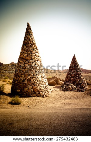 Stone cones in the nature reserve of Ras Mohamed Egypt. Toned.