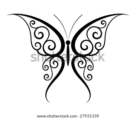 simple butterfly tattoo. utterfly tattoo (Vector)