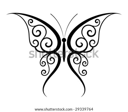 black and white butterfly tattoos. fantasy utterfly tattoo