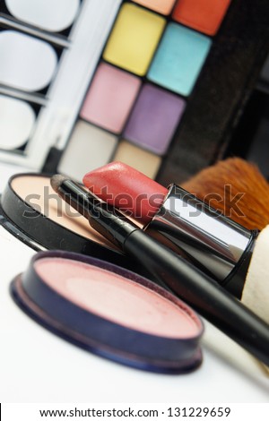 Big set of professional cosmetic and lipstick