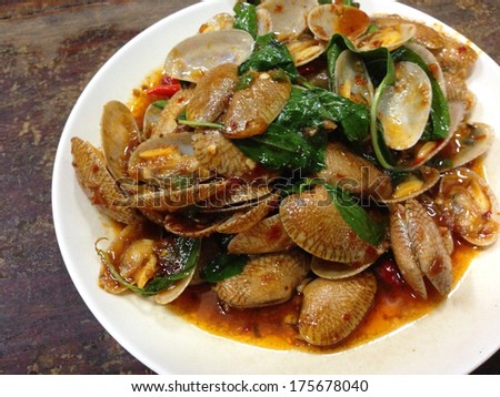 fried clams with spicy sauce, thai food