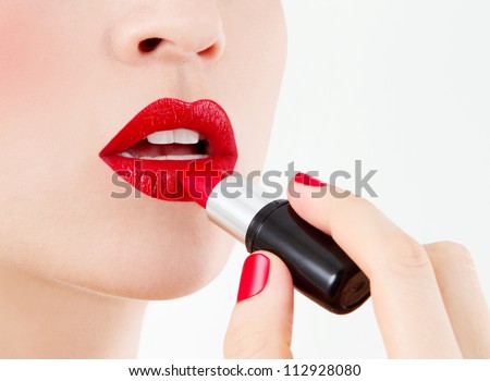 red lipstick - stock photo