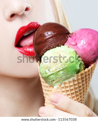 Three Colored Ice Cream Stock Photo 113567038 : Shutterstock