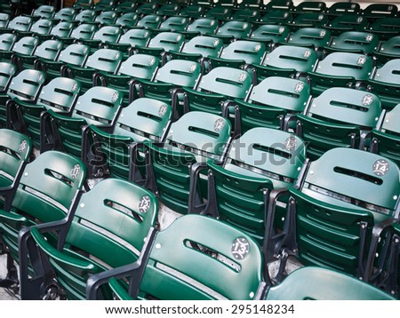 Sports Stadium Seats - Picture of green sports stadium seats at a baseball ballpark venue