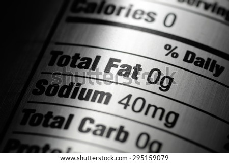 Picture of a nutrition ingredients label on a silver aluminum diet soda pop can
