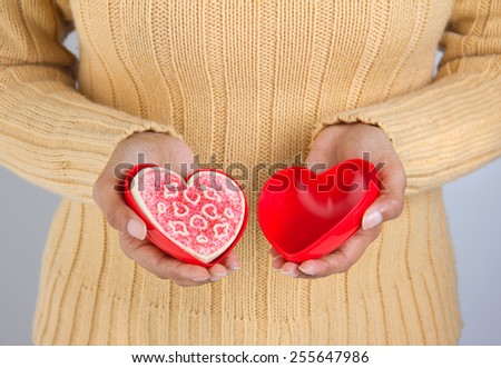 Heart shaped valentine's day cookie in a heart shaped container - valentine's day and healthy lifestyle