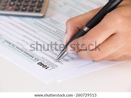 Accountant filing federal tax form 1040