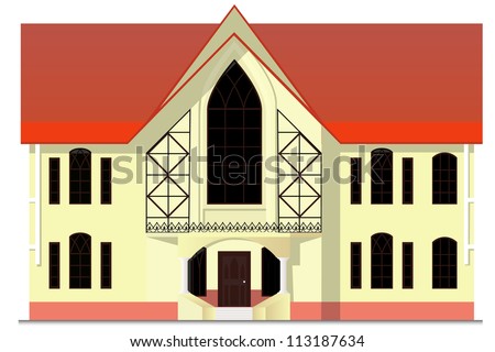 vector illustration with house in the Gothic style isolated on white background