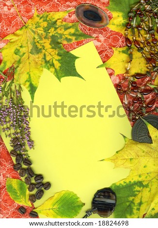 Vintage autumn background with leaves and blank paper.