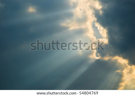 Sky with sun shine through the cloud and sun beam