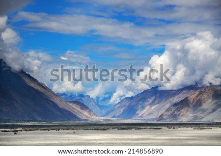 Himalayas mountains in Nubra valley in Ladakh, India.I n ancient times there was a great Silk Road.