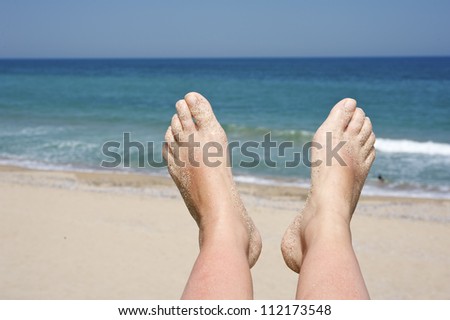 Sandy Feet on Sand Beach,Black Sea,Bulgaria