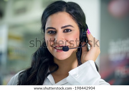 Customer Service worker, call center ,operator with headset