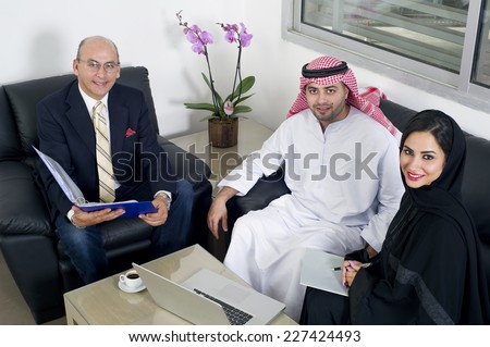 Business Meeting in office, Arabian business people meeting with Foreigners in office