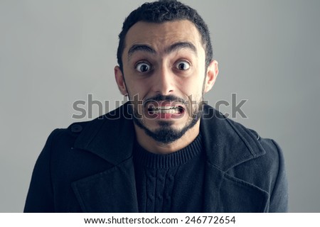 Man with a surprised facial expression, Surprise, Man Screaming