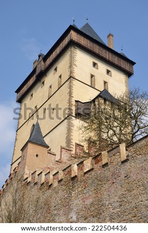 Big Tower of Karlstejn castle, Czech republic. Built by Holy Roman Emperor Charles IV. in the 14th century.