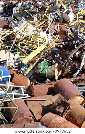 Heap of various scrap metal. junkyard.