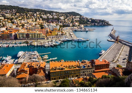 View of the harbour from the Castle Hill, Nice, France