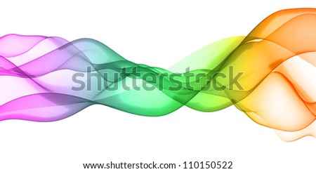 Abstract colored waves on white background. High resolution. Smooth waves like a smoke