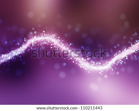 Blurred purple sparkles and glowing central line. Boken effect. Beautiful forms.