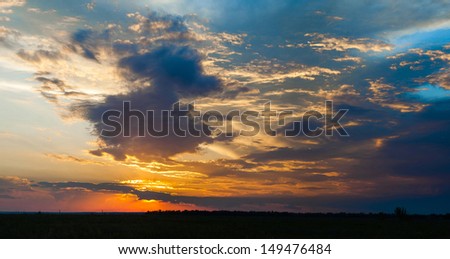Sunset sky panorama. High resolution.