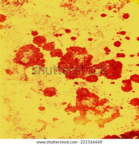 Yellow grunge background or texture with red color splattered over it