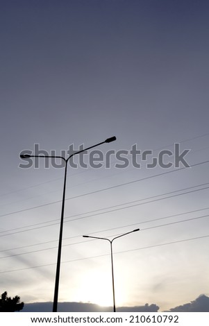 situate street light pole in evening