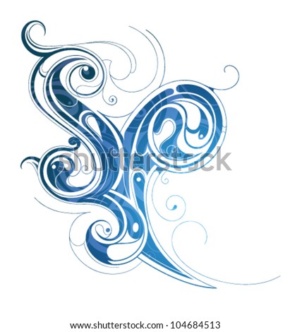 Designtattoo  on Elegant Tattoo Shape With Water Wave Splash Stock Vector 104684513