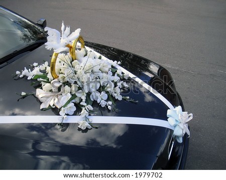 stock photo Wedding car decoration