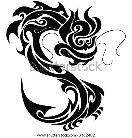 stock vector Tribal art dragon