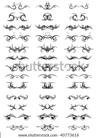 stock vector Set of tribal tattoo swirls