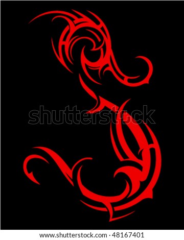 stock vector : Red dragon tattoo