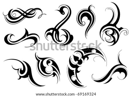 design tattoo tribal. stock vector : Tribal art illustration set. Tattoo design and clip-art 