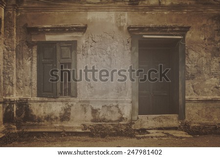 Old window & Door at ancient building Bangkok, Thailand