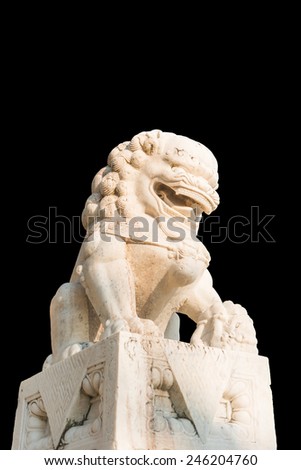 Chinese sculpture isolated on black background