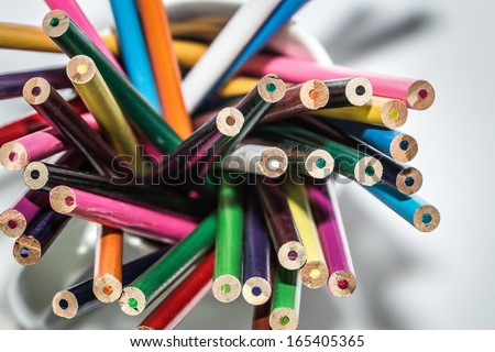 end of coloured pencils for art background or art symbol.