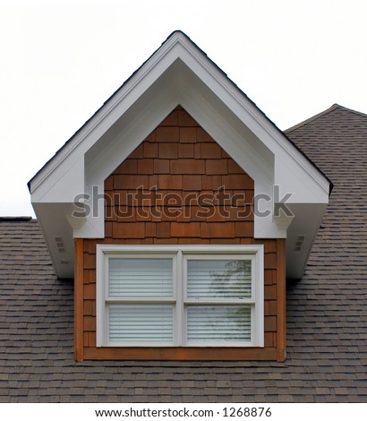 House dormer window with shades