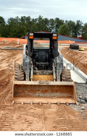 Frontal view of a mini front end loader