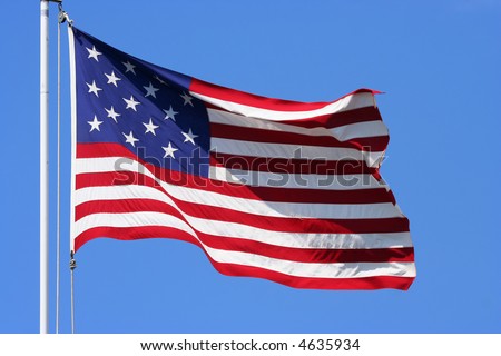 Early US flag showing 15 stars. Used during the War of 1812