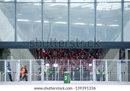 MAINZ,  GERMANY - MAY 11: Security people guarding the entrance of the 
