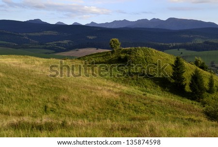 Slovakia still life landscape with meadow in foreground