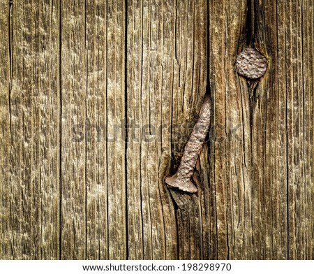 background or texture old rusty two nails in the wood