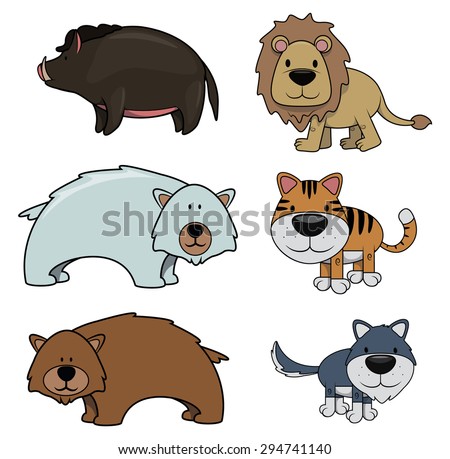Wild animal  : Wild boar,Lion,Bear,Polar bear,Tiger and Wolf