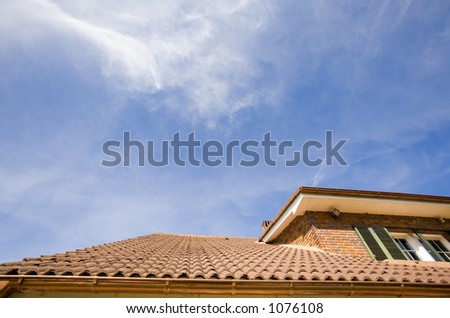Wide-angle perspective of a roof